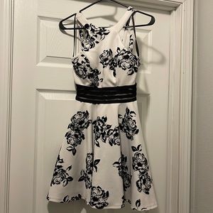 White and black short homecoming dress